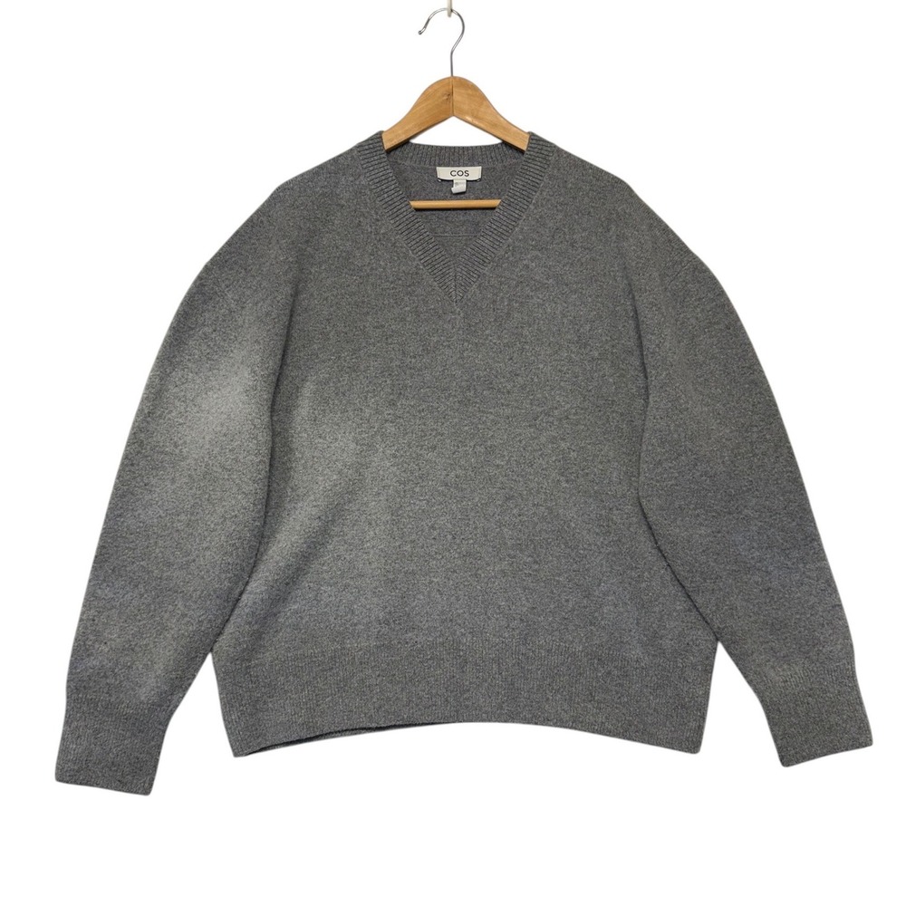 COS Gray V-Neck Wool Oversized‎ Pullover Sweater Mens Size Large